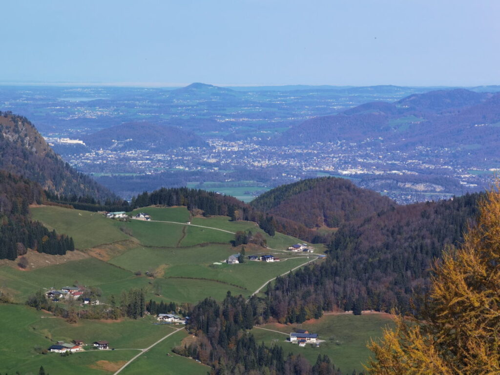 Kneifelspitze Ausblick über Marktschellenberg auf Salzburg - links im Bild die Festung Hohensalzburg